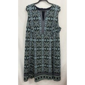 Liz Claiborne Navy‎ Floral Sleeveless Dress V Neck Womens Size 22W
